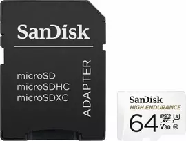 Atminties kortelė SanDisk High Endurance microSDXC 64GB V30 + adapteris