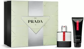 Prada rinkinys: Luna Rossa Carbon tualetinis vanduo vyrams, 50 ml + Luna Rossa Carbon atgaivintas dušo želė kūnui, 75 ml