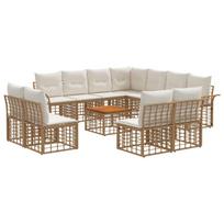 Lauko sofos komplektas 12 pcs Natūralus ir grietinėlės baltas