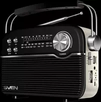 Speaker SVEN SRP-500, juodas (3W, Bluetooth,FM/AM/SW, USB, Micro SD, AUXt, battery)