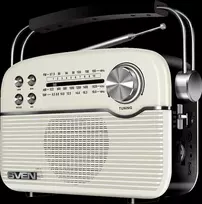 Speaker SVEN SRP-500, baltas (3W, Bluetooth, FM/AM/SW, USB, Micro SD, AUX, battery)