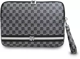 DKNY PU Leather Checkered Pattern and Stripe dėklas nešiojamam kompiuteriui 13/14" juodos spalvos