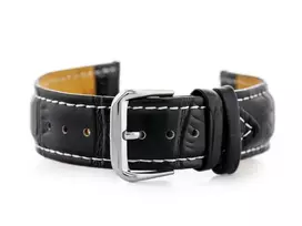 Laikrodis Pacific W102L juodas/baltas leather watch strap - 20mm