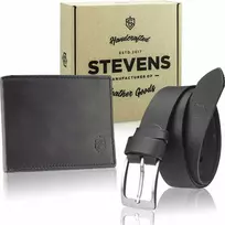 Dovanų rinkinys piniginė ir diržas Stevens, juodas