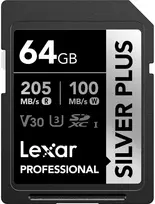 Atminties kortelė Lexar SDXC Professional Sidabrinis Plus UHS-I/U3/A2/4K R205/W100 (V30) 64GB