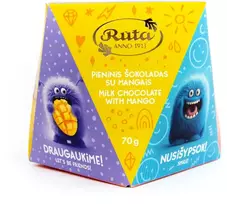 Rūta Pieninis šokoladas su mangais „Bumciai“, 70 g