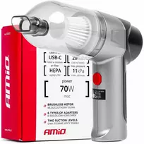 Belaidis automobilinis dulkių siurblys 70 W, 4000 mAh, su HEPA filtru, 11 kPa AMiO-03693