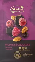 Rūta Juodasis šokoladas (55 %) su avietėmis ir migdolais, 90 g