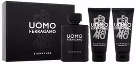 Salvatore Ferragamo Ferragamo Uomo Signature rinkinys vyrams (EDP, 100 ml + šampūnas ir dušo želė, 100 ml + balzamas po skutimosi, 100 ml)