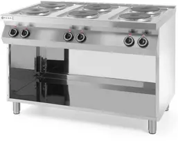 Viryklė Hendi Atskirai pastatoma elektrinė virtuvė ant plieninio pagrindo 6 x 2,6kW, plotis 120cm