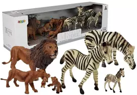 Lean Toys Afrikos laukinių gyvūnų figūrėlių rinkinys LeanToys liūtų ir zebrų šeimos