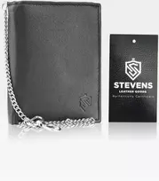 Vyriška odinė piniginė Stevens metaline grandine