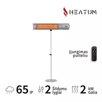 Pastatomas Infraraudonųjų spindulių šildytuvas Heatum H2000R URBAN Sidabrinis su vienkoju stovu