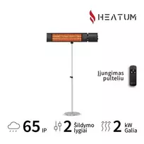 Pastatomas Infraraudonųjų spindulių šildytuvas Heatum H2000R URBAN Juodas su vienkoju stovu