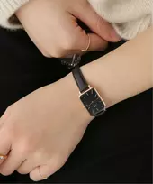 DANIEL WELLINGTON MOTERIS LAIKRODIS DW00100435 – Quadro presuotas Sheffield Rose Gold 20mm + DĖŽĖ