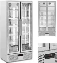 Royal Catering Baro šaldytuvas gėrimams, 2 durų, stiklinis, 458 l, 295 W - sidabrinis
