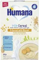 HUMANA Penkių grūdų pieno košė su sausainiais Humana, 6 mėn., 200 g