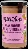 Milinuts Mili Nuts Anakardžių riešutų kremas su liofilizuotomis avietėmis : Svoris - 500g