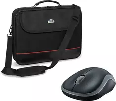 Pedea "Trendline" 15,6", juodas + Logitech M185, kabellos, grau [juodas/raudona], Wasserabweisendes Nylon, Gepolsterter Rahmen