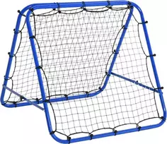 HOMCOM futbolo treniruočių atšokimo sienelė, tinklas su dvipusiu atšokimu, 5 reguliuojami lygiai, plienas, mėlyna, 100 x 95 x 90 cm