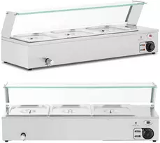 Royal Catering Bain-marie maisto šildomasis bufetas su dangteliu 3 x GN 1/2 2000 W