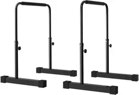 Sportnow "HOMCOM Dip Bar Bars" 2 neslystančių "Dip Station" 80-100 cm aukščio reguliuojamų fitneso paralelių rinkinys raumenų treniruotėms ir jėgos treniruotėms Plieninė juoda