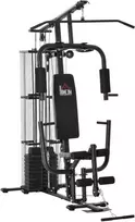 Aosom "HOMCOM Gym Multigym" treniruoklių stotelė su svarmenimis, kojų pritraukimu ir kojų lenkimu, metalas ir PU dirbtinė oda, juoda