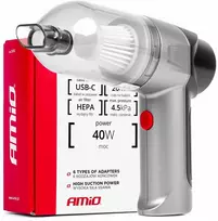 Belaidis automobilinis dulkių siurblys 40 W, 4000 mAh, su HEPA filtru, 4,5 kPa AMiO-03692