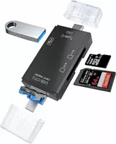Atminties kortelė „RoGer OTG USB-C/USB/microUSB“ kortelių skaitytuvas TF / SD + USB 2.0