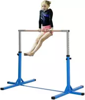 "HOMCOM" horizontalusis strypas reguliuojamo aukščio gimnastikos horizontalusis strypas 13 pakopų, iki 75 kg svorio, pagamintas iš plieno ir buko medienos, mėlynos spalvos, skirtas gimnastikai ir treniruotėms