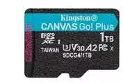 Atminties kortelė Kingston Technology 1TB Micro SDXC Canvas Go Plus Gen4 200MB/s A2 U3 V30 kortelė + adapteris