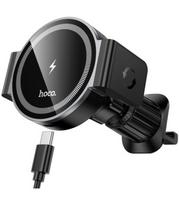 Juodas automobilinis telefono laikiklis su 15W belaidžio krovimo funkcija "Hoco HW35 MagSafe"