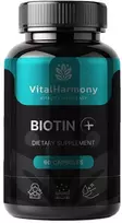 Pagaminta ES pagal SIA MatrixSoftLabs užsakymą (Latvija) VitalHarmony Biotinas Plus 90 kapsulių