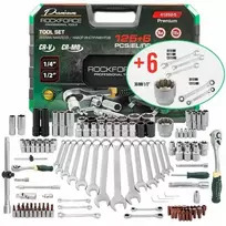 Įrankių rinkinys Rockforce Įrankių rinkinys 125+6el. 1/4", 3/8", 1/2" Premium