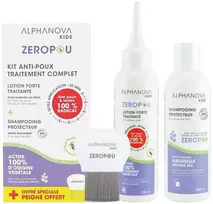 Alphanova „Zeropou“ 3 viename rinkinys nuo utėlių su šukomis, kondicionieriumi ir šampūnu