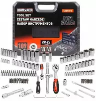 Rockforce 1/2" ir 1/4" įrankių rinkinys, 109 vnt. (6 pusių) (4–22 mm)