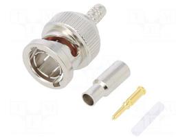 Plug | BNC | male | straight | 75Ω | crimped | for cable | delrin (POM)