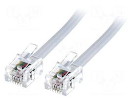 Cable: telephone | RJ11 plug,both sides | 20m | white