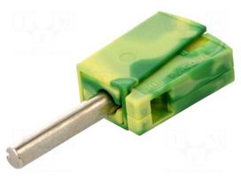 Plug | 4mm banana | 20A | 42V | yellow-green | non-insulated | 40mm