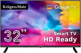 Kruger & Matz Televizorius „KrugerMatz“ 32 colių HD „Google TV 5.0“ televizorius, DVB-T2/S2/T/C H.265 HEVC