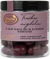 Rūta Traškūs migdolai su Ruby šokoladu ir juodaisiais serbentais, 120 g