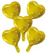 Globos Europe Bv Auksinės folijos balionų širdelės, 5 vnt.