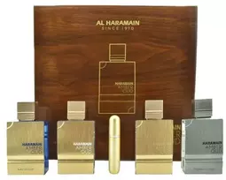 Set Al Haramain Amber Oud Collection 4 x 60ml - Amber Oud Gold Edition + Amber Oud Bleu Edition + Amber Oud Baltas Edition + Amber Oud Carbon Edition
