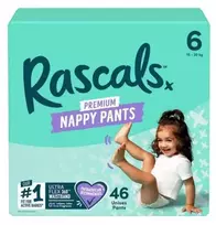 Rascal And Friends RASCALS sauskelnės-kelnaitės, 6 dydis, 15-20 kg, 46 vnt., 93437