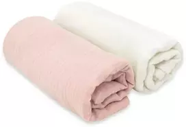 KIECZMERSKI sauskelnės 80x80 +/- 3 cm MEDVILNĖ MUSLIN medvilnė 100% kreminė/pudra rožinė 2 vnt.
