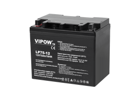 Akumuliatoriai ir baterijos // 12V, 6V, 4V akumuliatorius švino-rūgšties hermetiškas AGM VRLA // Akumulator żelowy VIPOW 12V 75Ah