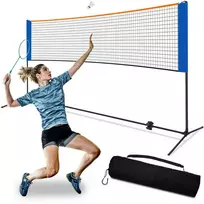 Badmintono tinklas su rėmu badmintonui, tinklinio, teniso, reguliuojamo aukščio, nešiojamas, lauko, vidaus, treniruotėms