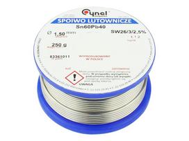 Įrankiai ir matavimo prietaisai // Lituokliai | Litavimo stotys // 9409# Cyna 1,50/250g/spoiwo lc60-sw26 cynel