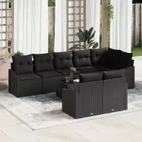 Sodo Sofų Rinkinys su pagalve 9 pcs Juoda poliratanas