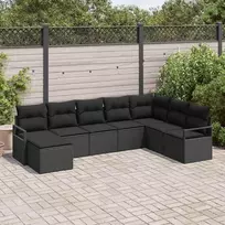 Sofos komplektas su pagalve su saugykla 8 pcs Juoda poliratanas